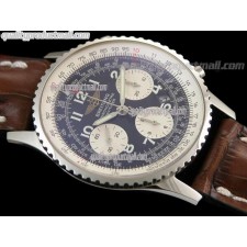 Breitling Navitimer Chronometre-Black Dial Numeral Hour Markers-Brown Leather Strap