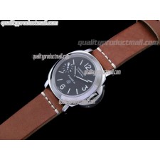 Panerai PAM005 Handwound Watch-Black Dial/Subdials-Brown Leather Strap