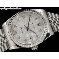 Rolex Datejust Swiss Automatic Watch-Grey Jubilee Dial Diamond Hour Markers-Stainless Steel Jubilee Bracelet 