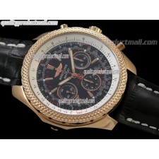 Breitling Bentley 30S Chronograph18K Rose Gold-Black Dial Black Subdial-Black Leather Bracelet 