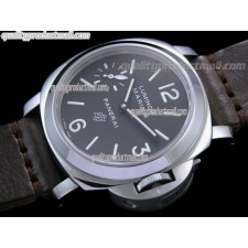 Panerai PAM 005 Handwound Watch-Black Dial/Subdials-Calf Walnut Brown Strap