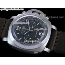 Panerai Luminor Daylight PAM213 Ratttrapante Chronograph-Black Dial Black Subdials-Dark Brown Leather Strap