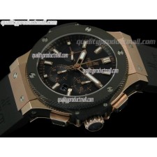 Hublot Big Bang V2 Chronograph 18K Rose Gold-Carbon Fibre Black Dial Black Subdials-Black Rubber Strap