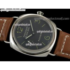 Panerai Radiomir Black Seal PAM183 Manual Handwound Watch-Black Dial Numeral/Stick Hour Marker-Brown Leather Strap