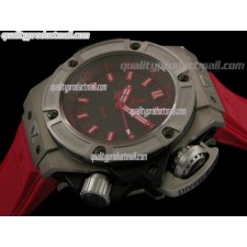 Hublot Big Bang King Diver 400m Automatic Watch-Red Dial Luminous Bar Markers-Red Rubber Strap