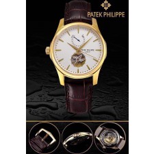 Patek Philippe 2015 Basel Complication Automatic Watch-Yellow Gold White Dial-Brown Leather Strap