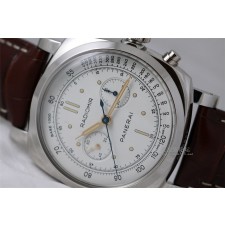 Panerai Radiomir 1940 Chronograph Swiss Automatic Chronograph-White Dial Brown Leather Strap