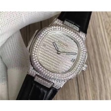 Patek Philippe Nautilus Swiss Automatic Watch Diamonds Dial Steel 40mm