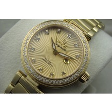 Omega Deville Ladymatic Diamonds Automatic Watch Full Yellow Gold 34mm