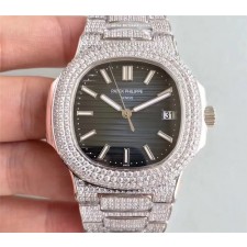 Patek Philippe Nautilus Automatic Watch Blue Gray Diamonds Bracelet 40mm