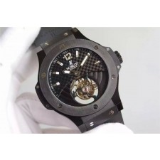 Hublot Big Bang Flying Tourbillon-Black Dial Index/Numeral Hour Markers-PVD-Black Rubber Strap 