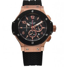 Hublot Big Bang Swiss Automatic Watch-Numeral Hour Markers-Black Rubber Bracelet