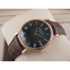 Patek Philippe Calatrava Leather Strap Rose Gold Roman Marker Swiss 2824 Automatic Watch 