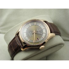 Omega De Ville Automatic Watch Rose Gold-Concentric Circle Dial-Dark Brown Leather Strap