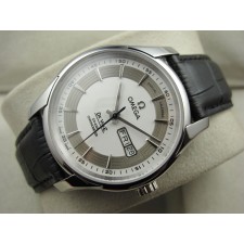 Omega De Ville Automatic Watch-White Dial With Stick Marker-Black Leather Strap