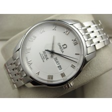 Omega De Ville Automatic Watch-White Dial With Roman Numeral Marker-Stainless Steel Strap