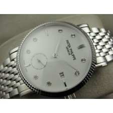 Patek Philippe Calatrava Diamond Marker 18K White Gold Swiss 2824 Automatic Watch 