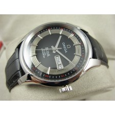 Omega De Ville Automatic Watch-Black Dial With Stick Marker-Black Leather Strap