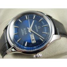 Omega De Ville Automatic Watch-Royal Blue Dial With Stick Marker-Black Leather Strap