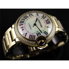 Cartier Ballon Bleu Swiss ETA 2671Automatic Watch Pink Dial Diamonds Bezel Full Gold
