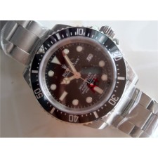 Rolex Sea Dweller Ultimate Automatic Watch-Black Dial White Dot Markers-Stainless Steel Oyster Bracelet 