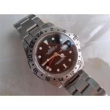 Rolex Explorer II GMT Hour Adjust-Black Dial White Dot markers-Stainless Steel Oyster Strap