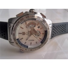 Tag Heuer Grand Carrera Calibre 36 Chronograph-White dial Sucken Steel Subdials-Black Rubber Bracelet 