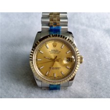 Rolex Datejust Swiss Automatic Watch-Gold Dia-Gold Midlink Strap 36MM