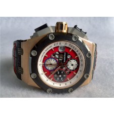 Audemars Piguet Royal Oak Ruben Barichello II 18K Rose Gold-Red Perforated Dial Index Hour Markers