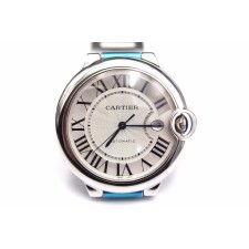DIAL—Silver White dial with Cartier Classic Roman Numeralsl hour markers, Hour hand, Minute hand, Second hand.