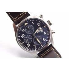 IWC Polit’s Le Petit Prince Swiss Automatic Watch-Dark Blue Dial-Brown Leather Strap