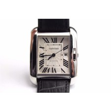 Cartier Tank Anglaise Swiss Automatic Watch For Men-Black Leather Strap