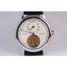Breguet Grand Complication Tourbillon Swiss Handwound Watch-White Dial-Black Leather Bracelet