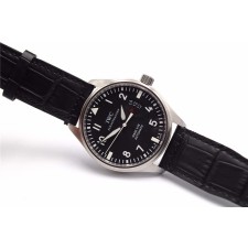 IWC Pilots Mark XVII Swiss Automatic Watch-Black Dial Black Leather Strap
