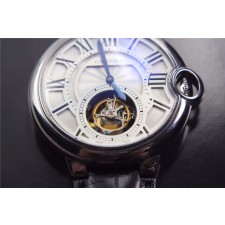 Cartier Blue Ballon Flying Tourbillon Watch-Grey Duo Tier Dial-Black Leather strap