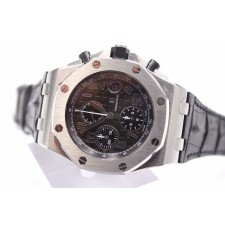 Audemars Piguet Royal Oak Offshore Swiss Automatic Chronograph-Black Checkered Dial-Black Leather Strap