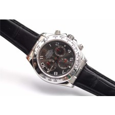 Rolex Daytona Swiss Automatic Watch-Red Ring, Carbonarius Dial-Black Leather Bracelet
