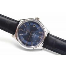 Omega De Ville Swiss Automatic Watch-Dark Blue Dial-Black Leather Bracelet