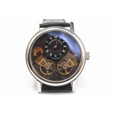 Breguet La Tradition Tourbillon Swiss Skeleton Watch-Black Leather Bracelet