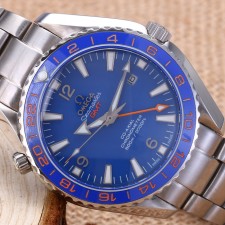 Omega Sea-Master GMT Automatic Watch-Ceramic Bezel-Blue Dial With Red GMT Hand-Stainless Steel Strap