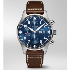 IWC Pilot’s Chronograph Brown Leather Strap Blue Dial 43mm IW377714 