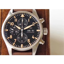 IWC Pilot Swiss Replica Watch Chronograph Black Dial 43mm