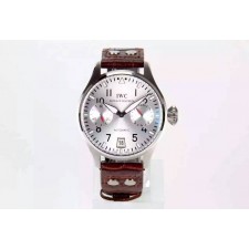 IWC Pilot 7 Days Cal.51011 Automatic Watch-Silver Dial Brown Leather Strap 