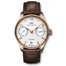 IWC Portuguese 7 Days Swiss Automatic Watch IW500701-Rose Gold Brown Leather