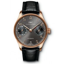 IWC Portuguese 7 Days Swiss Automatic Man Watch IW500125-Rose Gold Case-Black Dial