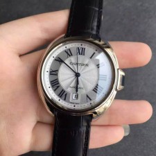 Cartier Cle De Cartier Automatic Watch WGCL 0005 Black Leather Strap