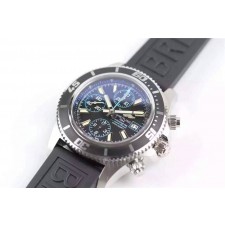 Breitling SuperOcean Swiss Automatic Chronograph-Blue Hand Black Rubber Strap