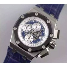 Audemars Piguet Royal Oak Offshore Ruben Barichello II Chronogrpah-Blue Perforated Dial Index Hour Markers