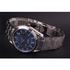 Omega Sea-Master GMT Edition Automatic Watch-Vertical Stripes Blue Dial With Silver Marker-Stainless Steel Strap