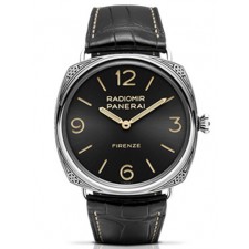 Panerai Radiomir Firenze PAM604 Swiss Watch-Stick Hour Markers Black Dial-Black Leather Strap